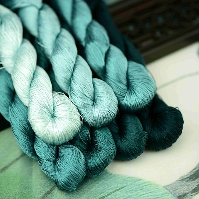 Natural 100% Silk Thread, Handmade Embroidery Thread Silk Floss 7 Colors 110m Each (50)