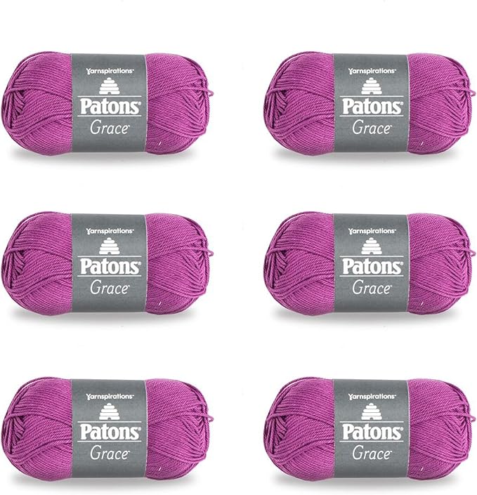 Patons Grace Orchid Yarn - 6 Pack of 1.75oz/50g - Cotton - 3 DK - 136 Yards - Knitting/Crochet