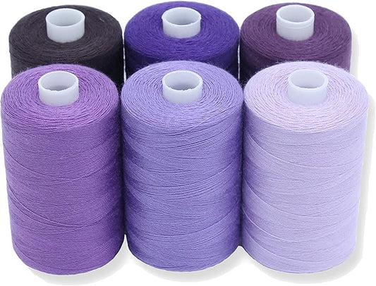BlesSew Sewing Thread in Purple Color Tones – 6 Spools of Polyester Thread for Sewing Machine for Beginners, Hand Stitching & Quilting - 1000 yds per Spool