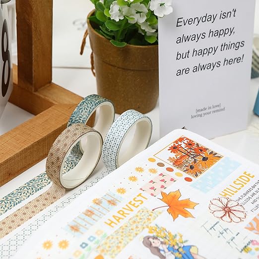 YUBX Basic Patterns Washi Tape Set 60 Rolls Geometric Elegance Decorative Skinny Masking Tapes for Arts, DIY Crafts, Journals, Planners, Scrapbook, Wrapping