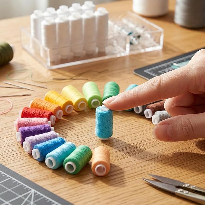 194PCS Sewing Thread Kit with Prewound Bobbins, 72 Colors Thread Spools (400 Yards Each), 72 Rolls of Shuttle Core Thread, 50 Machine Needles for Hand Stitching, Quilting, Embroidery & DIY Crafting