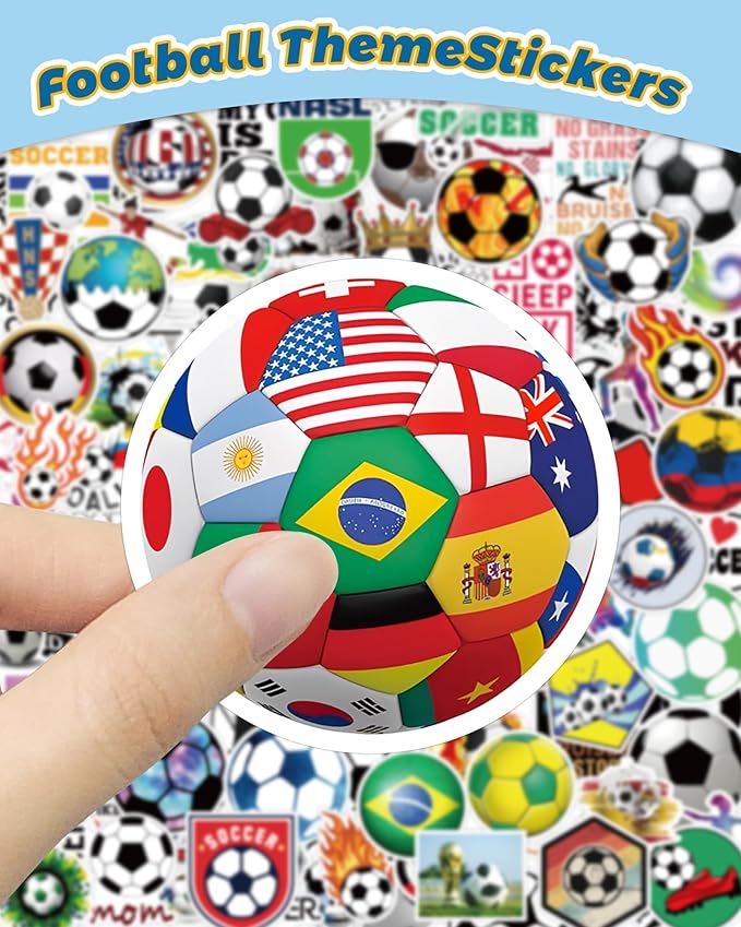 pcnearty 100 pcs sport stickers for kids, soccer water bottle stickers, vinyl waterproof laptop sticker for water bottle, bulk sticker packs for boys kids classroom prizes for elementary students