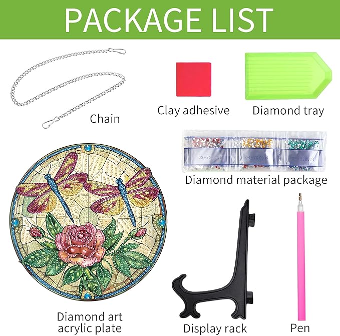 Wergund 5D DIY Dragonfly Diamond Art Hanging Kits, Hanging Diamond Art Rose, Acrylic Special Shaped Rhinestone, Window Hanging Pendants for Home Wall Garden Front Door Outdoor Decor Gift(Dragonfly)