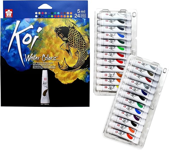 SAKURA Koi Water Color Paint, 5ml Tubes, 24 Colors XMW5L-24SET