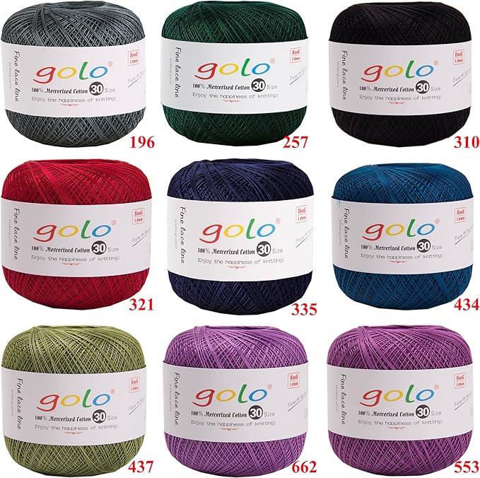 golo Crochet Thread Size 30 Yarn for Hand Knitting Size 30 Dark Blue 335