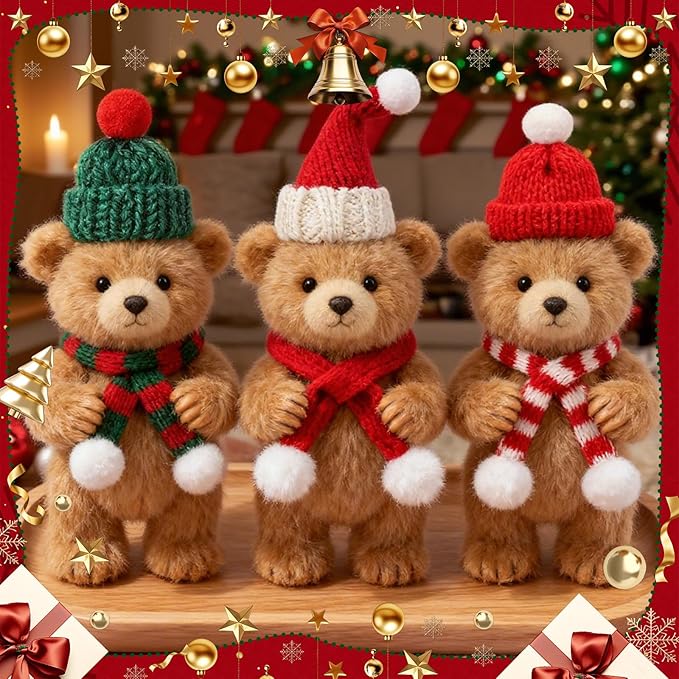 100 Pcs Mini Knit Hat Christmas Scarf Set Mini Santa Hats for Christmas Tree Ornaments DIY Craft Art Snowman