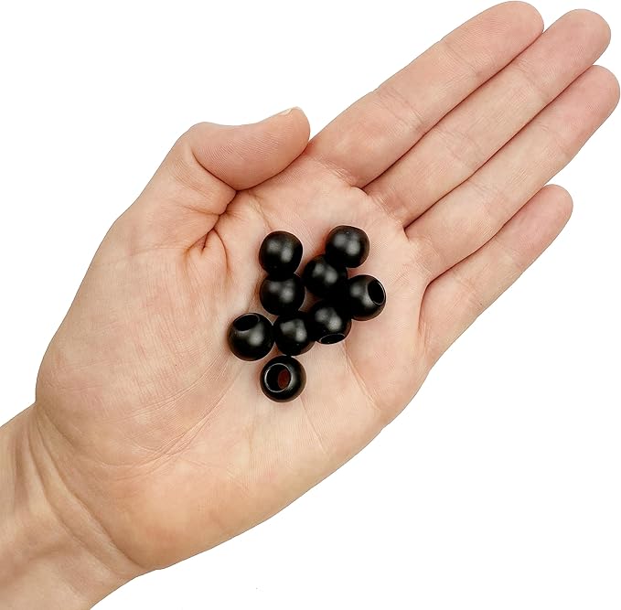 300 acrylic large hole beads for crafts 10mm x 12mm acrylic barrel beads with 5.7mm large hole, black tie matte assortment