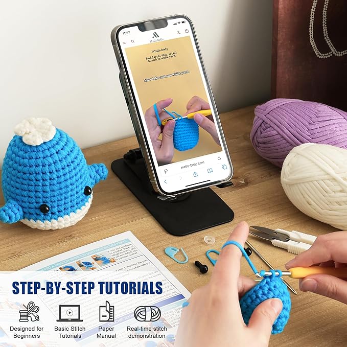 Crochet Kit for Beginners Adults - 4 Styles Beginner Knitting Crochet Animal Kit with Easy Yarn - Learn to Crocheting Amigurumi Starter Set - Knit Patterns Supplies Crafts Hobbies Gifts for Women