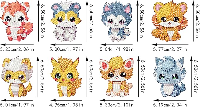 Masendp 8 Piece 5D DIY Animal Diamond Painting Keychain Set, Cartoon Diamond Pendant Hanging Animal Art Ornament for Adult Beginner Pack Birthday Family Party Decoration