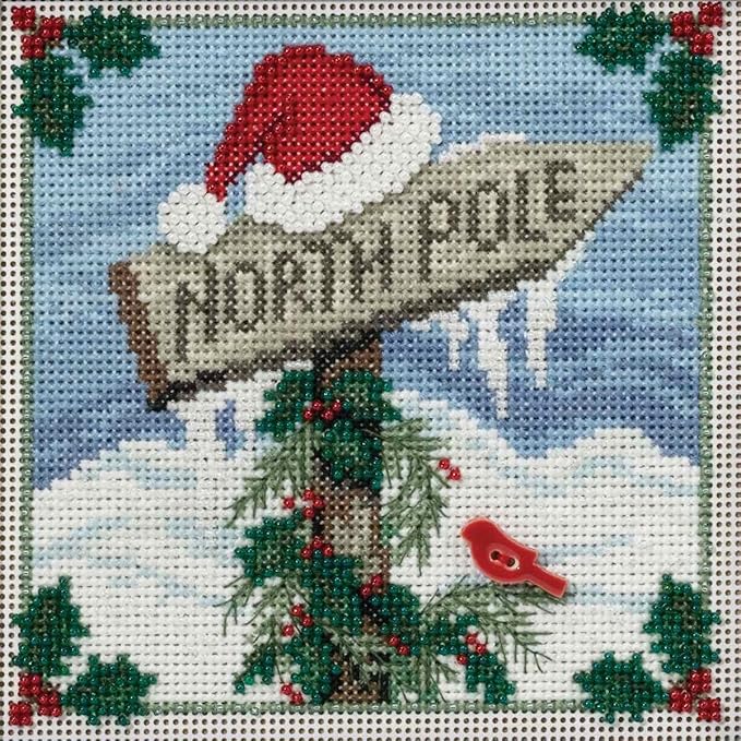 North Pole Beaded Counted Cross Stitch Kit Mill Hill Buttons & Beads 2016 Winter Series MH141632