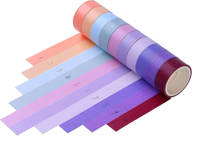 30 Rolls Washi Masking Tape Set, 15mm Wide Colorful Rainbow, Decorative Writable Craft Tape for DIY Scrapbook Designs