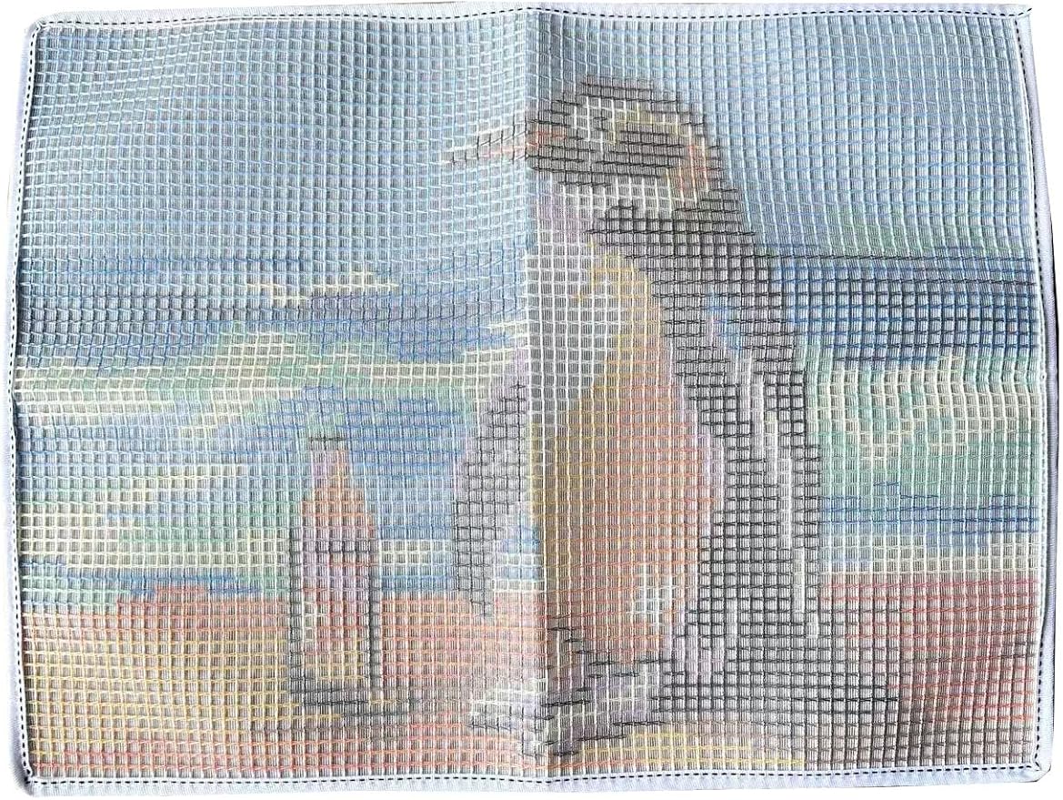 GLAECYY Latch Hook Kits Rug Crochet Yarn Kit Cushion Colour Pre-Printed Canvas Rug Needlework DIY Hook and Latch Kit (Seaside Penguin)