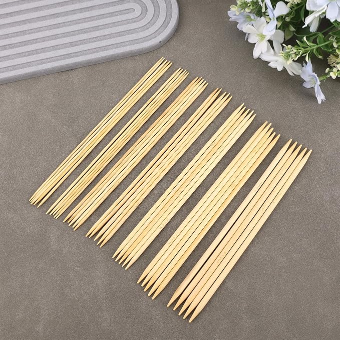 35pcs Bamboo Wooden Double Pointed Knitting Needles Set, 7 Sizes 2.0mm to 5.0mm Straight Knitting Needles Kit for Beginners Making Sweater Scarf Sock Weave