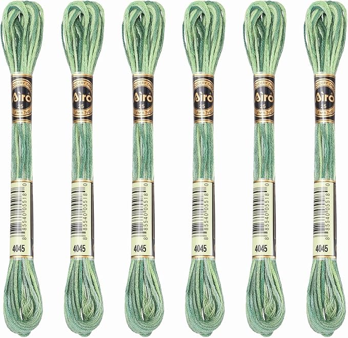 PATIKIL 6 Skeins Embroidery Floss, Polyester Embroidery Threads Bracelets String for Cross-Stitch Hand Embroidery, Green Mix
