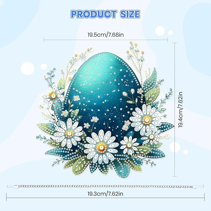 MOGTAA Easter Egg Diamond Art Hanging Kits for Adults Beginners, Flowers Landscape Diamond Art Suncatchers, 5D Special Shape Diamond Painting Window Pendant Kit for Home Garden Wall Decor