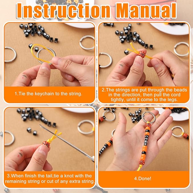 Landical 564 Pcs Basketball Keychain Making Kit DIY Basketball Bead Key Chain Set Craft Adjustable Sport Letter Bead Sport Theme Party Favor Gift Accessory Holiday Decoration for Adult(Vintage Color)