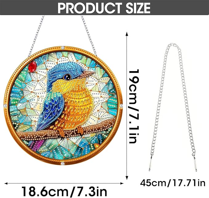 SKRYUIE Bird Hanging Diamond Art Kits for Adults Pendant Suncatcher, Special Shaped Crystal DIY Pearl Diamond Painting Kit, Gift for Mother Spring Summer Window Wreath Decor 7.48 x 7.32 Inch A36