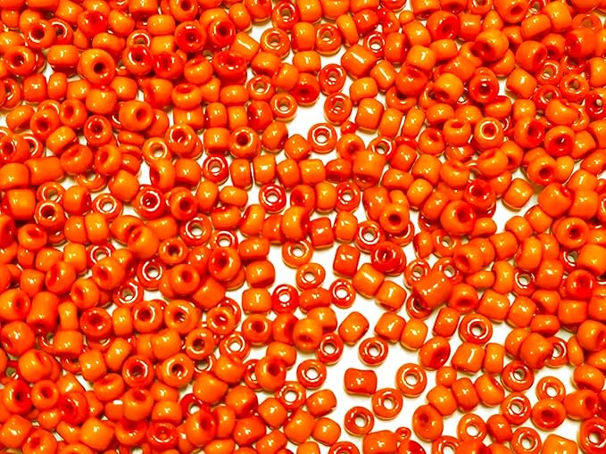 Perlin Glass Seed Beads 4mm 6/0 Round 1100pcs Mini Small Pony Spacer Beads Kit for Jewelry Making Earrings Bracelets Pendants Waist DIY Handmade (Orange Opaque)