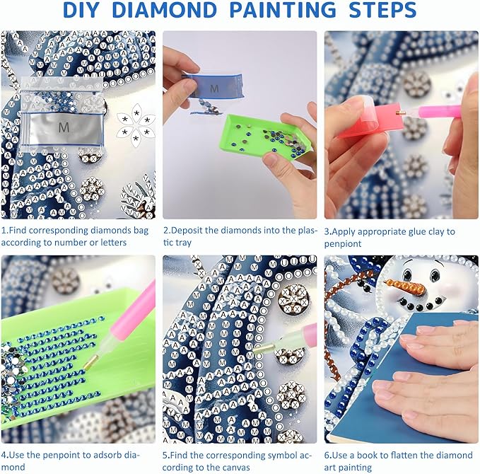 SENQAO Christmas Diamond Art Hanging Kits for Adults Kids, Snowman Diamond Art Suncatchers, 5D Special Shape Diamond Painting Pendant Window Ornament Gifts for Home Door Wall Decor