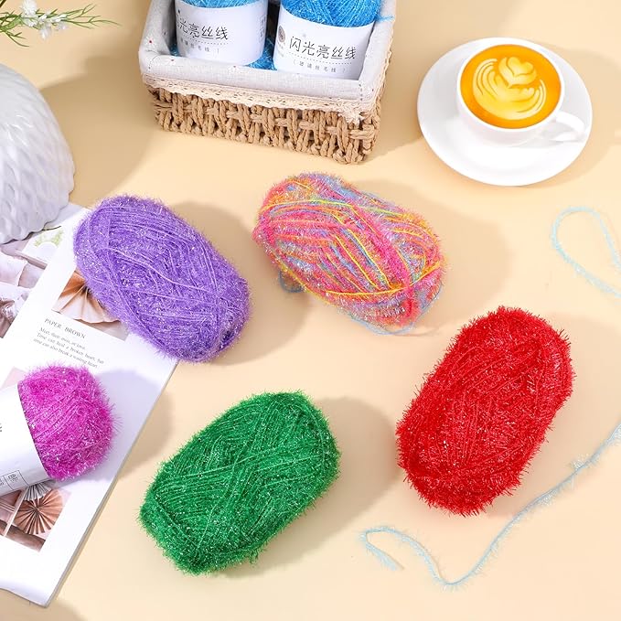 20 Skeins Scrubby Yarn for Dishcloths, Polyester Assortment in 20 Colors for Crocheting and Knitting Dishwashing Cloths, Craft Projects