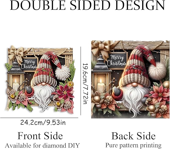 NEGEKFKX Gnome Diamond Art Hanging Pendant Kits,Christmas Special Shape Diamond Art Kits for Adults,Double Sided Hanging Acrylic Ornament Kit,Pendants Home Garden Wall Hanging Kits Hanging Ornament