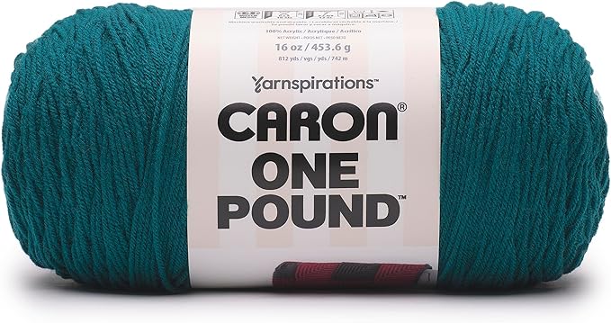 Caron One Pound Deep Sea Teal Yarn - 2 Pack of 16oz/453.6g - Acrylic - #4 Worsted (Medium) - 812 Yards - Knitting & Crochet