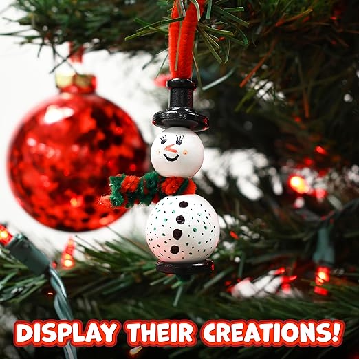 Ready 2 Learn Christmas Crafts | Create Your Own Bead Snowmen | Set of 4 | DIY Ornaments for Kids | Christmas Tree Decoration | All Materials Included