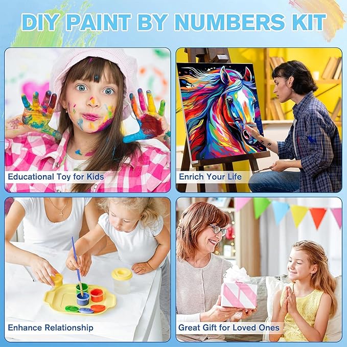 cviokrdu Horse Paint by Numbers Kit for Adults - Animals Adult Paint by Number Kits on Canvas, DIY Oil Painting for Gift Home Wall Decor (16x20inch)