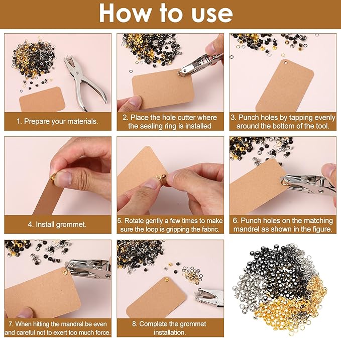 LXUEJIE 240 Sets 3mm Metal Eyelets, 4 Colors Eyelets and Grommets Kit for Paper Crafts Round Small Eyelet with Washers for Scrapbooking Card Making Fabric Leather Craft Shoes Clothes