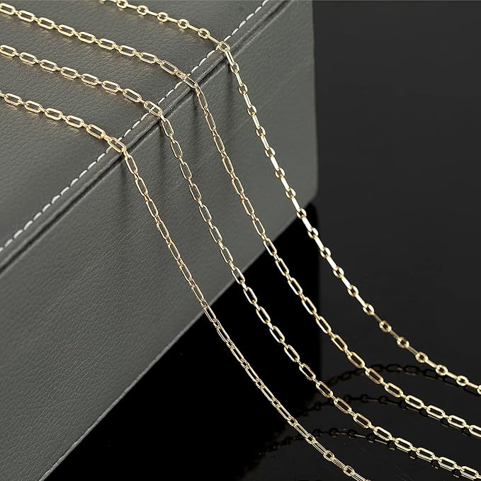 YOUBEIYEE 32.8 Feet 18K Gold Plated Jewelry Chain Paperclip Necklace Chains Bulk for Women Bracelet DIY Craft Chain Roll Jewelry Supplies Findings