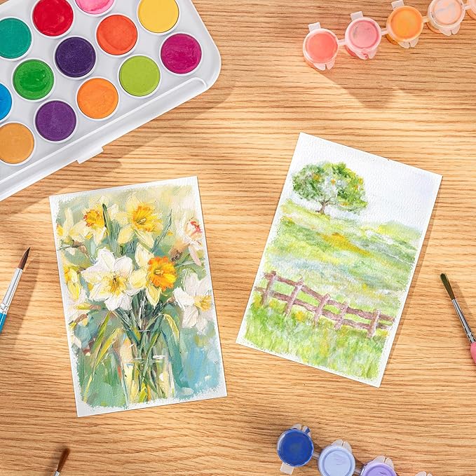 80 Sheets Watercolor Paper Bulk, 110 lb/230 GSM Cold Press Paper White Water Color Paper for Kids Child Students Adults Artists Drawing Wedding Gift Cards(4 x 6 Inch)