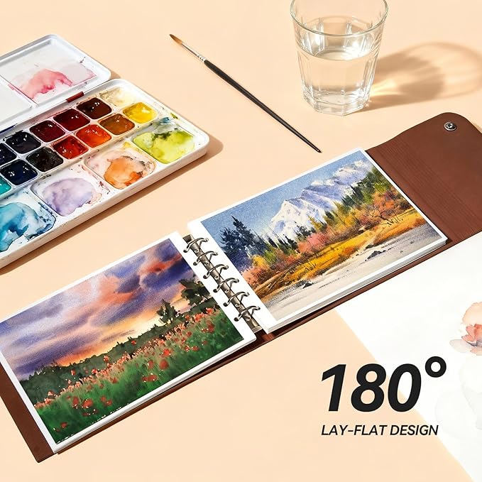 Lightwish Watercolor Sketchbook,300gsm/140lb 100% Cotton Cold Press Watercolor Journal, Acid Free Watercolor Paper for Artists,Adults,Students,20 Sheets,Paper 5.8 * 8.2 Inches