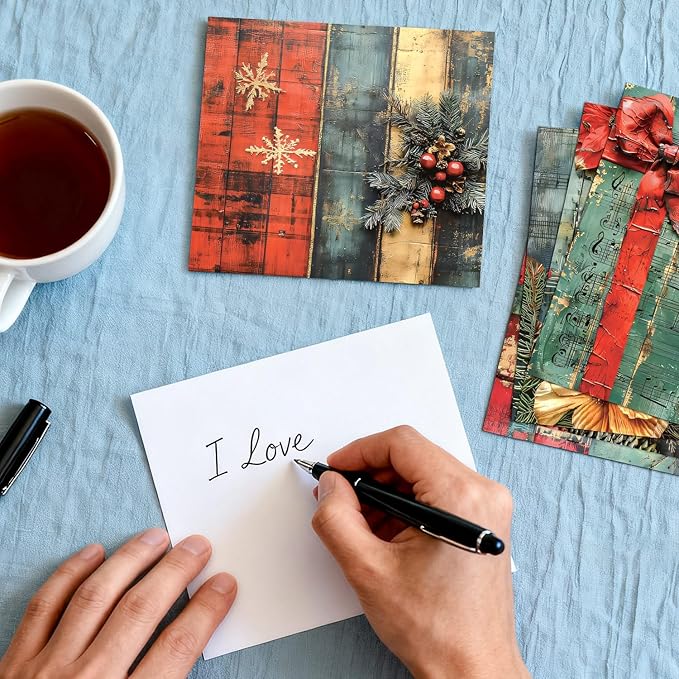 Christmas Scrapbook Paper Pad 24 Sheets Scrapbooking Supplies, Single-Sided Patterned Cardstock Pads for Card Making, Designer Planner Journals, Background Borders, Greeting Cards 6"×6”