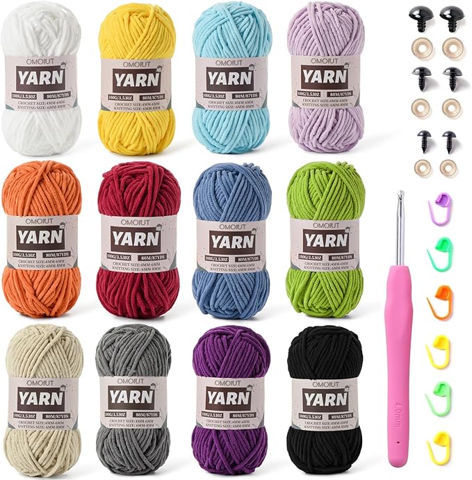 12 Pack Chunky Chenille Yarn for Crocheting, Bulky Velvet Yarn for Crochet, Baby Yarn for Crocheting Soft Blanket, 42.3 oz (1050 yds) Amigurumi Yarns for Craft Set D