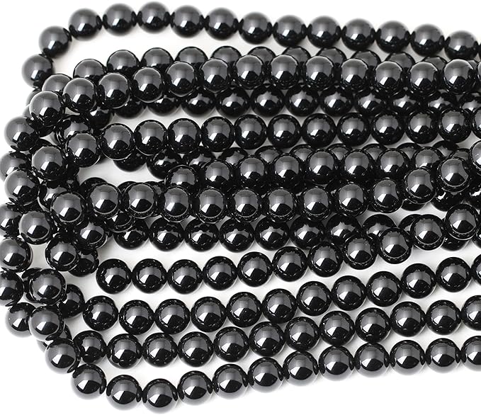 35PCS 10mm Black Smooth Polish Onyx Agate Gemstone Round Loose Beads for Jewelry Making 1 Strand 15"