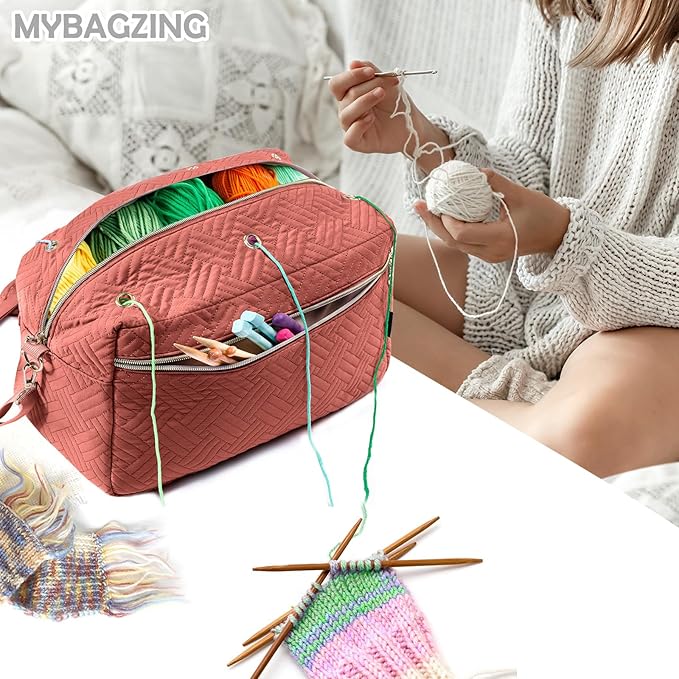 Crochet Bag Organizer - Knitting Bag - Yarn Storage Organizer - Yarn Bag for Crocheting - Yarn Holder for Crochet Accessories, Crocheting & Knitting Gifts