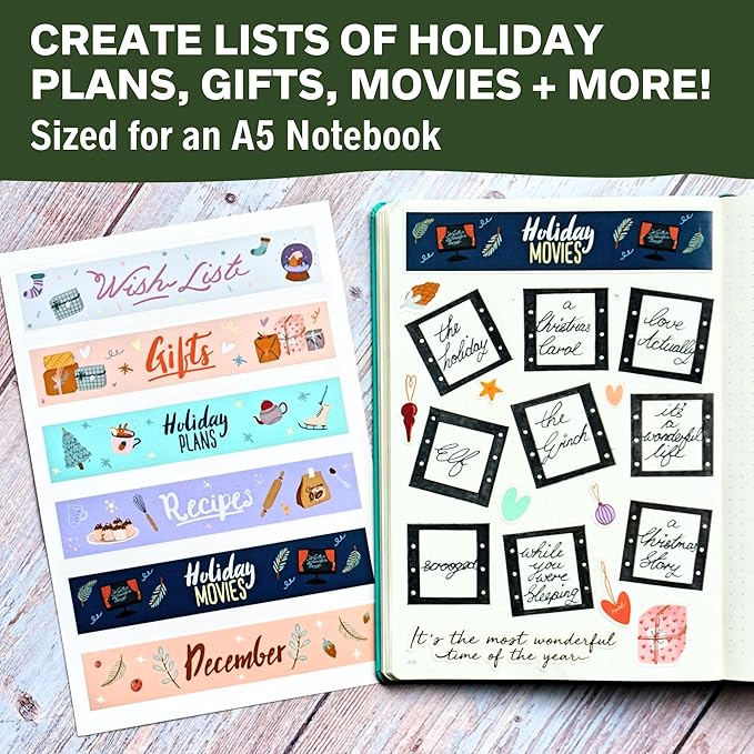Merry Christmas Stickers - 14 Sheets of Seasonal Winter, Hygge and Holiday Planner for Journaling, Scrapbooking, Greeting Cards, Crafts, Gift Wrap - Aesthetic for Kids and Adults
