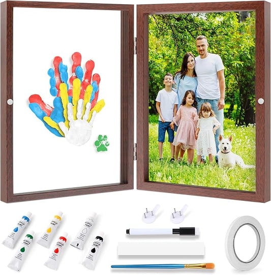 omrhvi family handprint kit, diy craft keepsake, hand print photo frame, family gifts for new mom, new baby, new parents, grandparents, mother's day, father's day, adoption day, anniversary