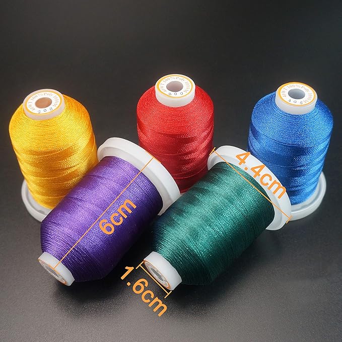New brothread 64 Spools 1000M (1100Y) Polyester Embroidery Machine Thread Kit for Professional Embroiderer and Beginner Each Spool with Locking Base Resists Thread Tangling