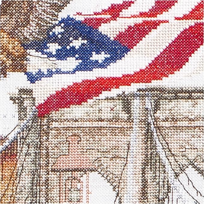 Thea Gouverneur - Counted Cross Stitch Kit - America - Aida - 18 Count - Embroidery Kit for Adults - DMC Embroidery Threads and Other Cross Stitch Supplies Included - 544A