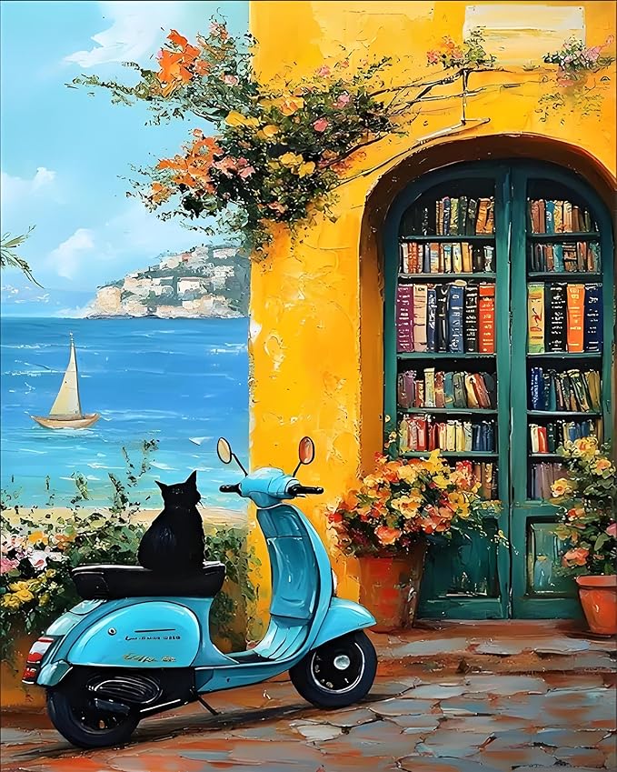 Paint by Numbers Kit for Adults Beginner Seaside Landscape, Adult Paint by Number Kits on Canvas, DIY Acrylic Oil Painting by Numbers for Adults, Perfect for Home Wall Decor 16X20 Inch