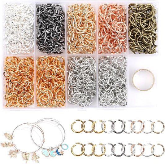 10 mm Jump Rings for Jewelry Making 7 Colors 1000 Pcs Stainless Steel Jump Rings with Open/Close Tools for Necklace Bracelet Repair Keychains Jewelry Making Supplies(10mm/0.39")