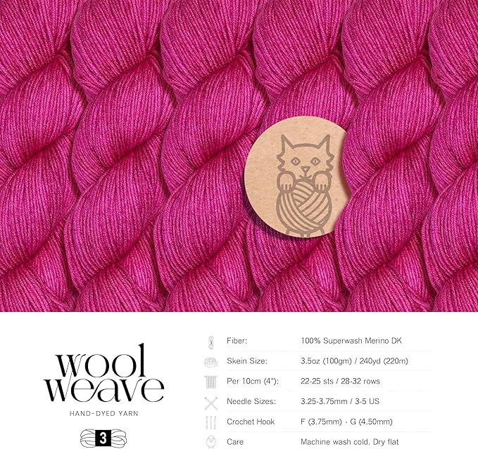 Superwash Merino Wool Yarn for Knitting & Crocheting - Premium Hand Dyed Yarn, 100gr, 240 Yards, Dk Weight - Luxurious, Soft & Durable