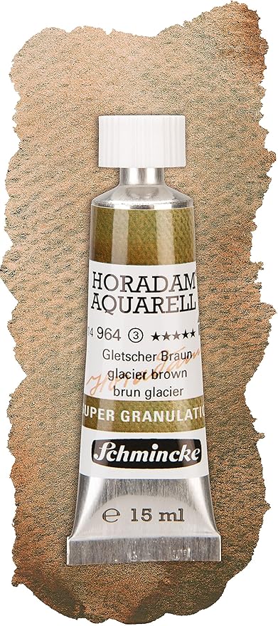 Schmincke - HORADAM® AQUARELL, Super Granulation Set Glacier, 5 x 15 ml tubes, 74 840 097, wooden box, very strong granulating colors, finest supergranulating watercolors