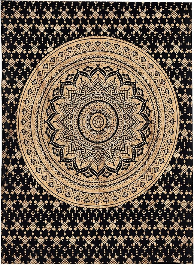 popular handicrafts tapestry wall hanging hippie ombre mandala bohemian hippy psychedelic design indian tapestries bedspread 30 x 40 inches (76 x 101 cms), blue