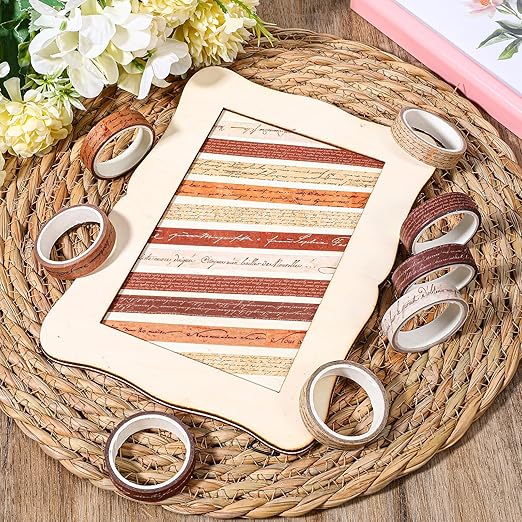 8 Rolls Arts Adhesive Tapes,Washi Tape Charming Vintage Washi Tape Set Thin Retro Decorative Masking Tapes for Journals Scrapbooking DIY Crafts Planners Gift Wrapping