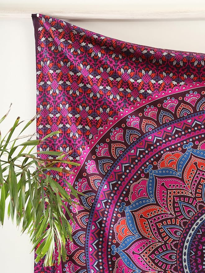 popular handicrafts mandala hippie psychedelic ombre tapestry wall hanging - indian maditation gypsy bohemian hippy dorm room decor purple wine 60x54 inch