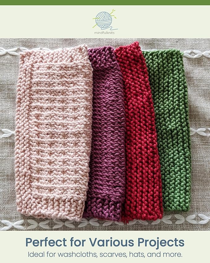 Knitting Yarn, Crochet Yarn, Mindfulness and Relaxation 100 Percent Cotton Yarn, Single Color 2-Pack - Medium Number 4 Worsted Bundle, Soft & Gentle for Garments, Amigurumi, Baby Items by mindfulknits