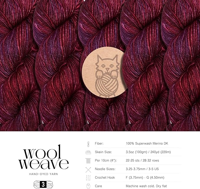 Superwash Merino Wool Yarn for Knitting & Crocheting - Hand Dyed Yarn, 100gr, 240 Yards, Dk Weight - Luxurious, Soft & Durable Red & Pink Variegated Yarns