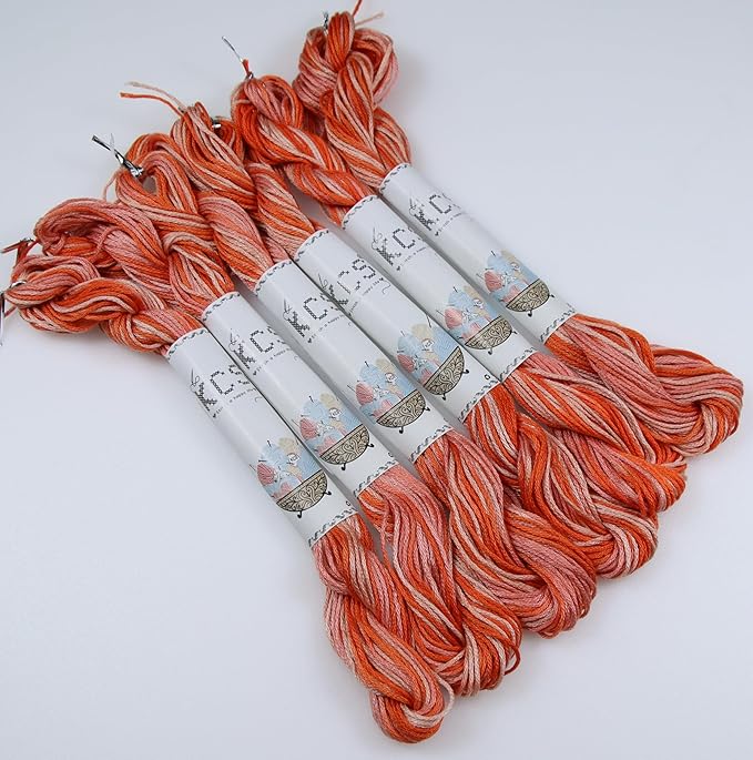 KCS Big skeins of 25 Meters Size 25 Color Variegated Cross Stitch Stranded Threads,6 skeins,106